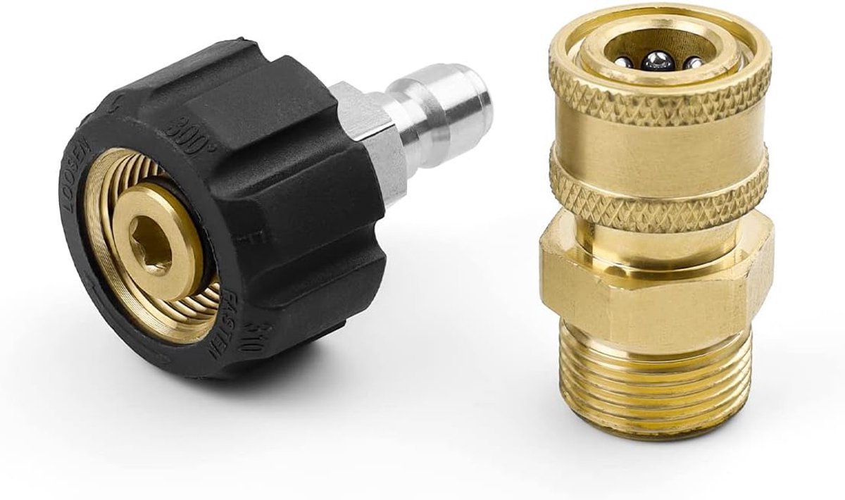 SnelShoppen - High Pressure Washer Adapter 1/4" Quick Connection, M22 Tuinslang Connector, Corrosiebestendig Messing en Roestvrij Staal voor Tuin en V