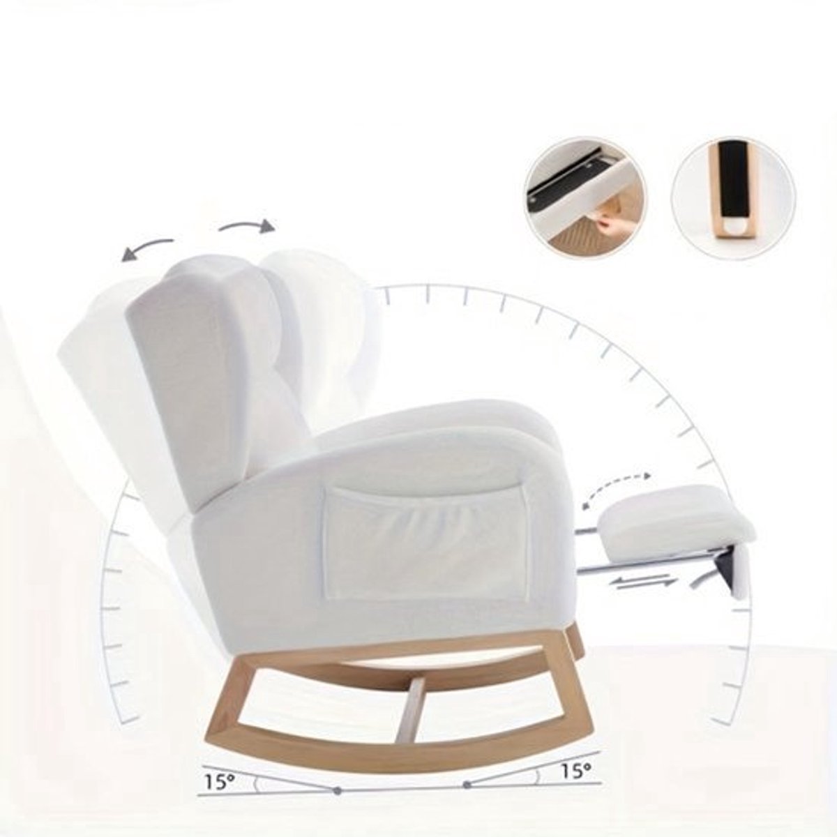 Fauteuil – Relaxstoel – Loungestoel – Accentstoel – Relaxfauteuil – Wit – Katoenen Bekledi