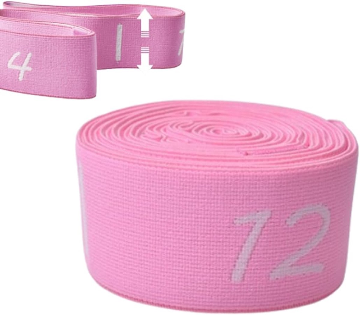SnelShoppen - Yoga Band 135 cm - Verstelbare Stretch Band voor Pilates, Dans, Gymnastiek - 12 Loops voor Effectieve Rek- en Buigoefeningen