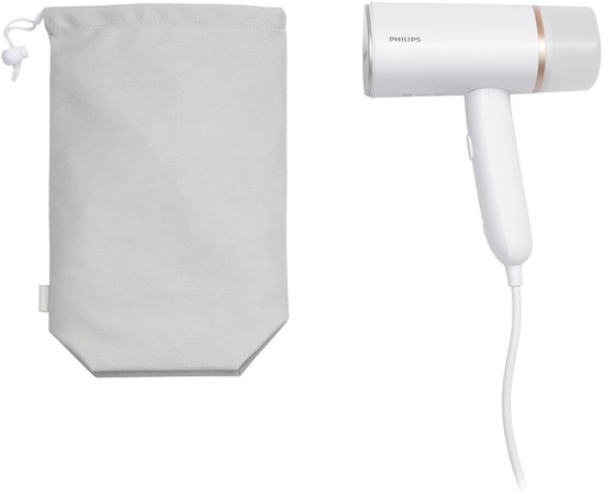 Philips Kledingstomer STH3020/10 - Opvouwbaar - Compacte Handstomer - Snel Warm – Lang Snoer - 1000 Watt - Incl Reistas - Wit