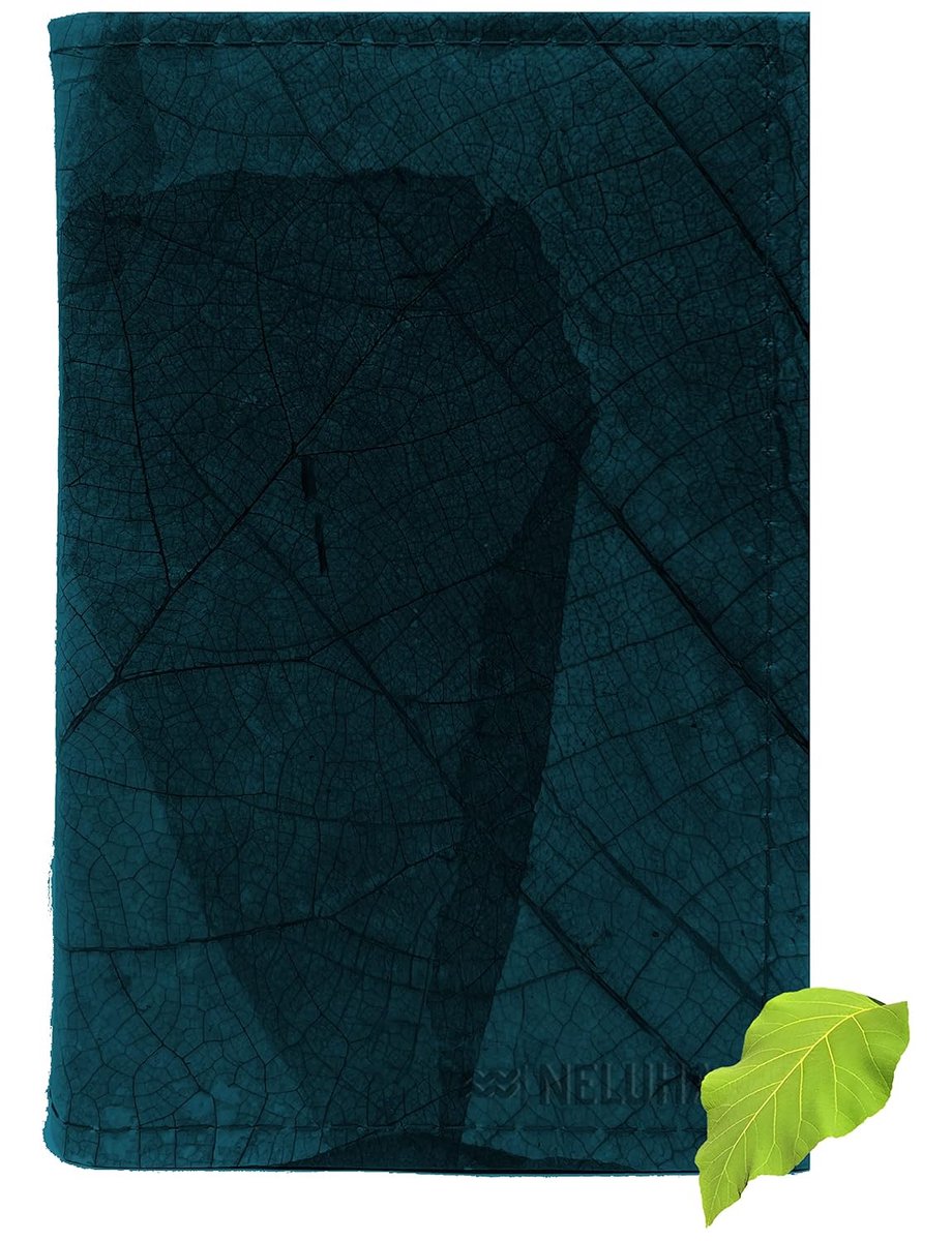 SnelShoppen - A5 Notitieboek Blank Refillable Teakblad Vegan Duurzaam Leer Alternatief Journal Boek Dagboek Blauw - Reisnotitieboek voor Creatieve Gee