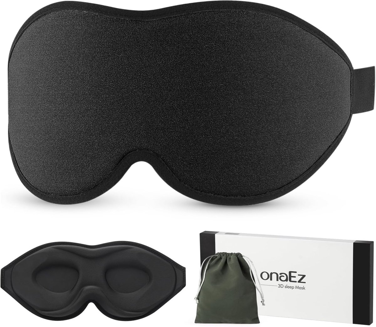 Thijox - 3D Slaapmasker voor Mannen en Vrouwen, 100% Lichtblokkerend Zacht Zijde Nachtmasker met Neuskussens, Ademend en Koel, Ideaal voor Thuis, Vlie