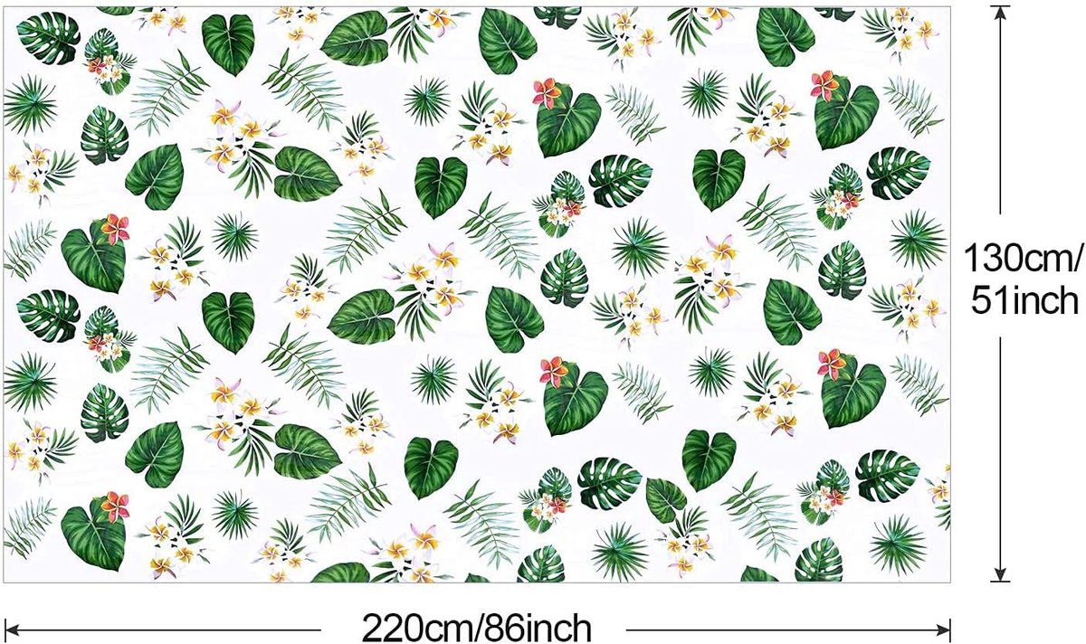 SnelShoppen - 2x Hawaii Tafelkleed - Wegwerp Plastic Rectangular Tafelcovers - 51x86 inch - Tropische Palmbladeren en Bloemen - Perfect voor Feest, Lu