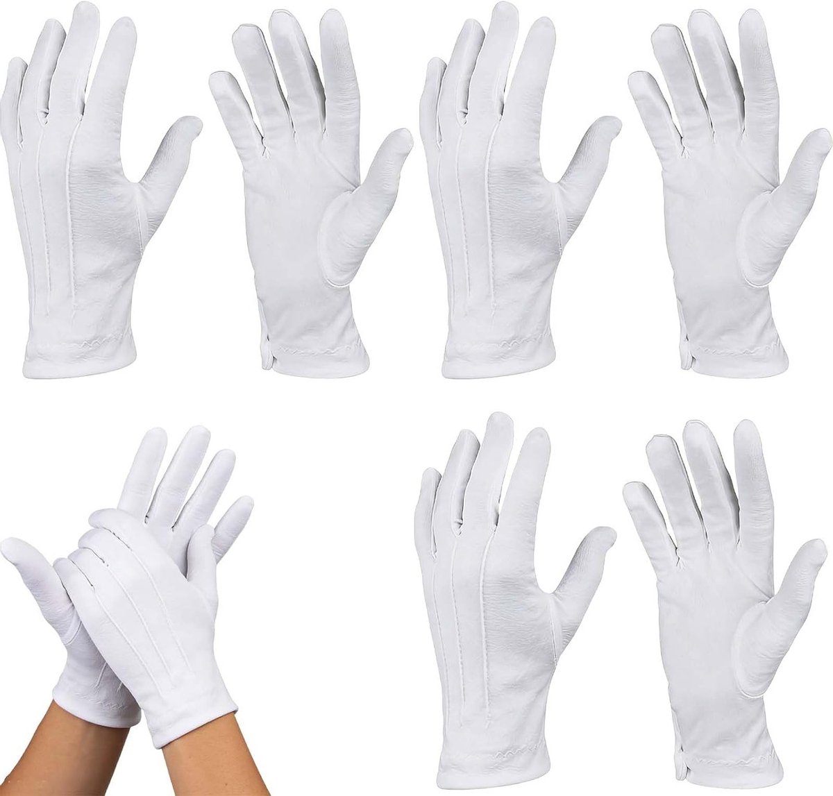Elegante Witte Kostuumhandschoenen - 3 Paar Zachte, Verstelbare Handschoenen voor Ceremonies, Dansoptredens en Juweleninspectie