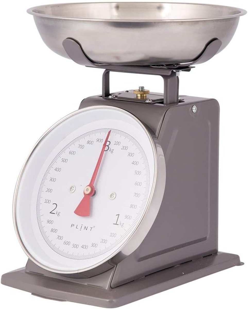 SnelShoppen - Vintage Retro Keukenweegschaal, Plate Scale, Metalen Schaal, Country House Design, Almost Black, Food-safe, Perfect voor Bakken en Koken