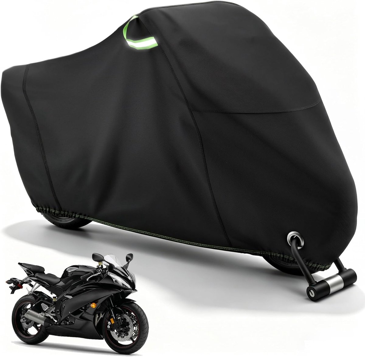 SnelShoppen - Motorafdekzeil, waterdicht, outdoor motorhoes, 5000D motorzeil, winterbestendig, voor bromfiets, scooter, enduro, 225 x 95 x 125 cm