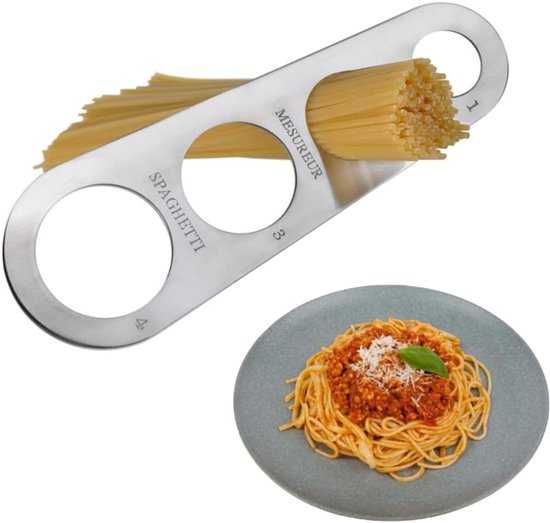 SnelShoppen - RVS Spaghetti Maatbeker, Spaghetti Portioner met 4 Maatopeningen, Duurzaam en Roestvrij, Keukenhulpmiddel voor Perfecte Porties Pasta van Snelshoppen — afbeelding 5