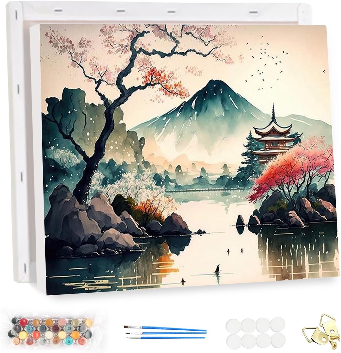 SnelShoppen - Paint by Numbers Kits Volwassenen met Lijst Japans Landschap - 40x30cm Schilderen op Nummer, Acrylverf, Creatieve Hobby, Makkelijk voor