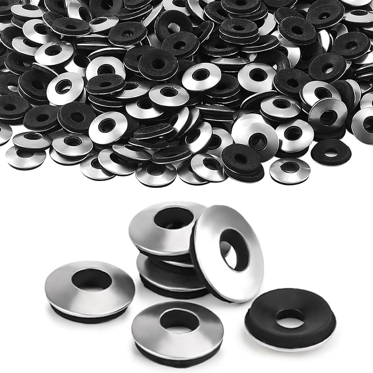 300 Stuks EPDM Sealing Washers M6.3X16, Neopreen Coating RVS Voor Schroeven en Bevestigingen