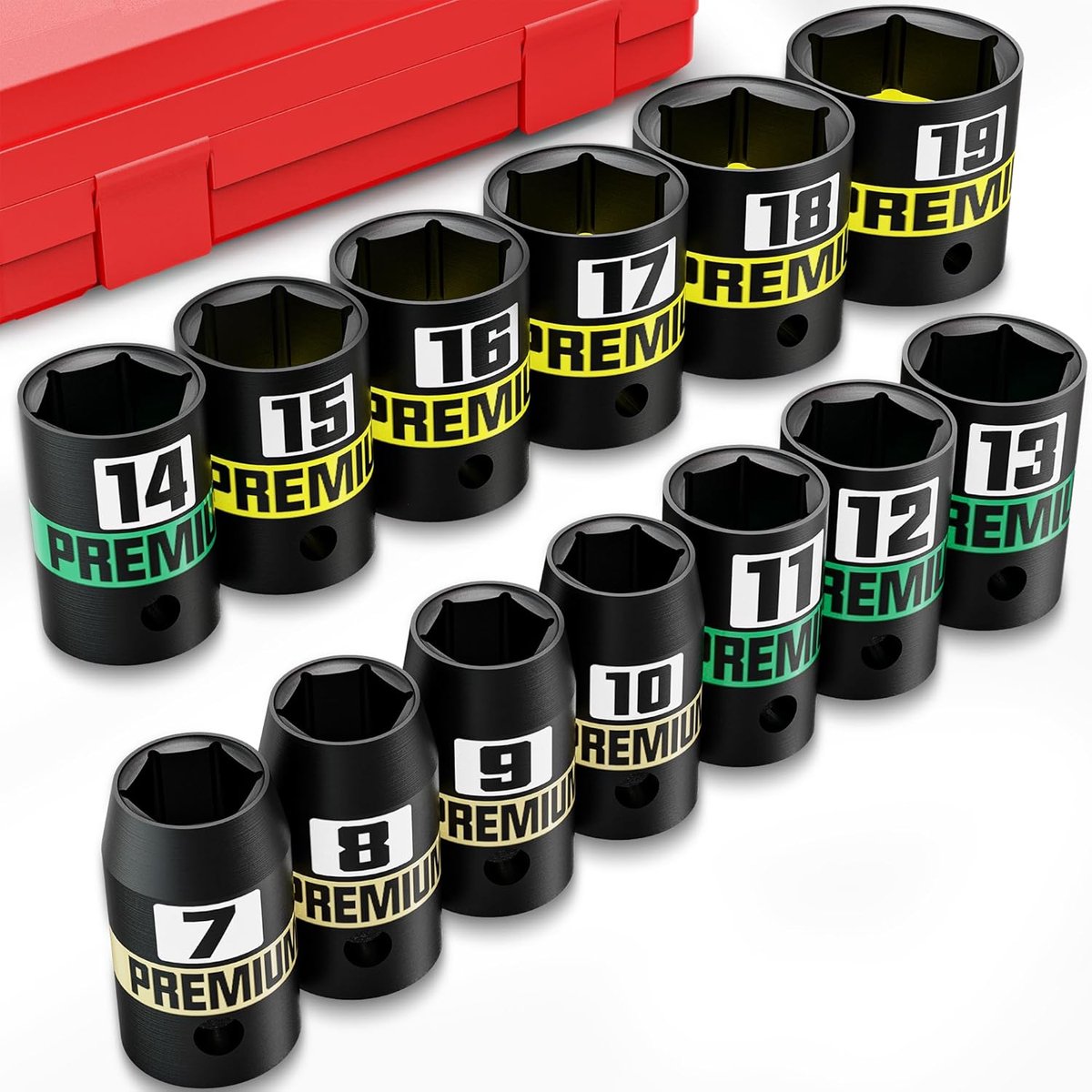 SnelShoppen - 13-delige Steeksleutel Set 3/8 Inch - Korte Steeksleutels 7-19 mm voor Auto Reparatie en Industrie Onderhoud - Hoogwaardige Chrome Vanad