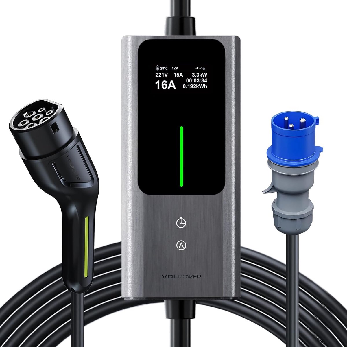 SnelShoppen - EV Charger 5m EC22 - Laadkabel voor elektrische auto, snelladen, 5 meter, hoogwaardig, duurzaam, geschikt voor thuis en onderweg, ideaal