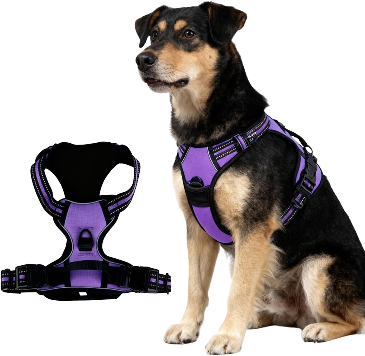 SnelShoppen - Dog Harness Medium Reflective - Ademende Hondenharnas voor Hiking, Hardlopen, Training - Geschikt voor Grote en Middelgrote Honden - Paa