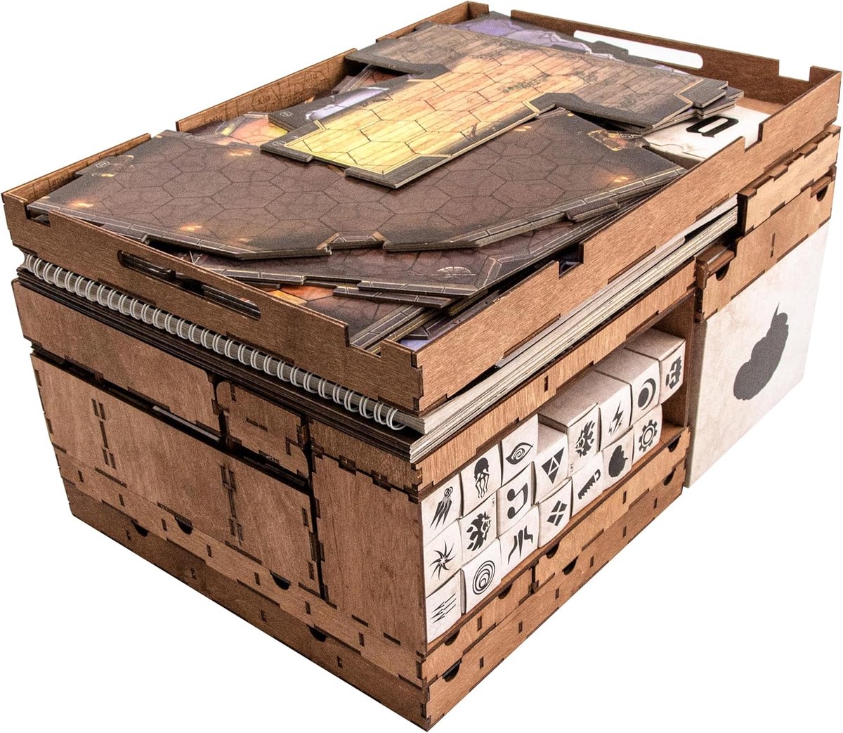 SnelShoppen - Houten Gloomhaven Organizer met 4 Speelbordjes - Opbergdoos voor Gloomhaven en Uitbreidingen - Speltijd Besparen en Organiseren