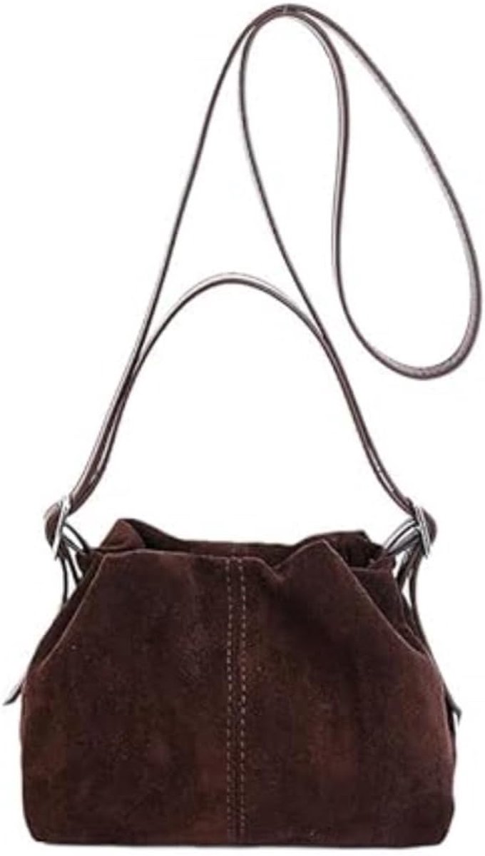 SnelShoppen - Vintage Suede Handtas voor Vrouwen, Mini Shopper, Rugzak, Zachte Schoudertas, Satchel, Everyday Bag - Compact en Luxe Design