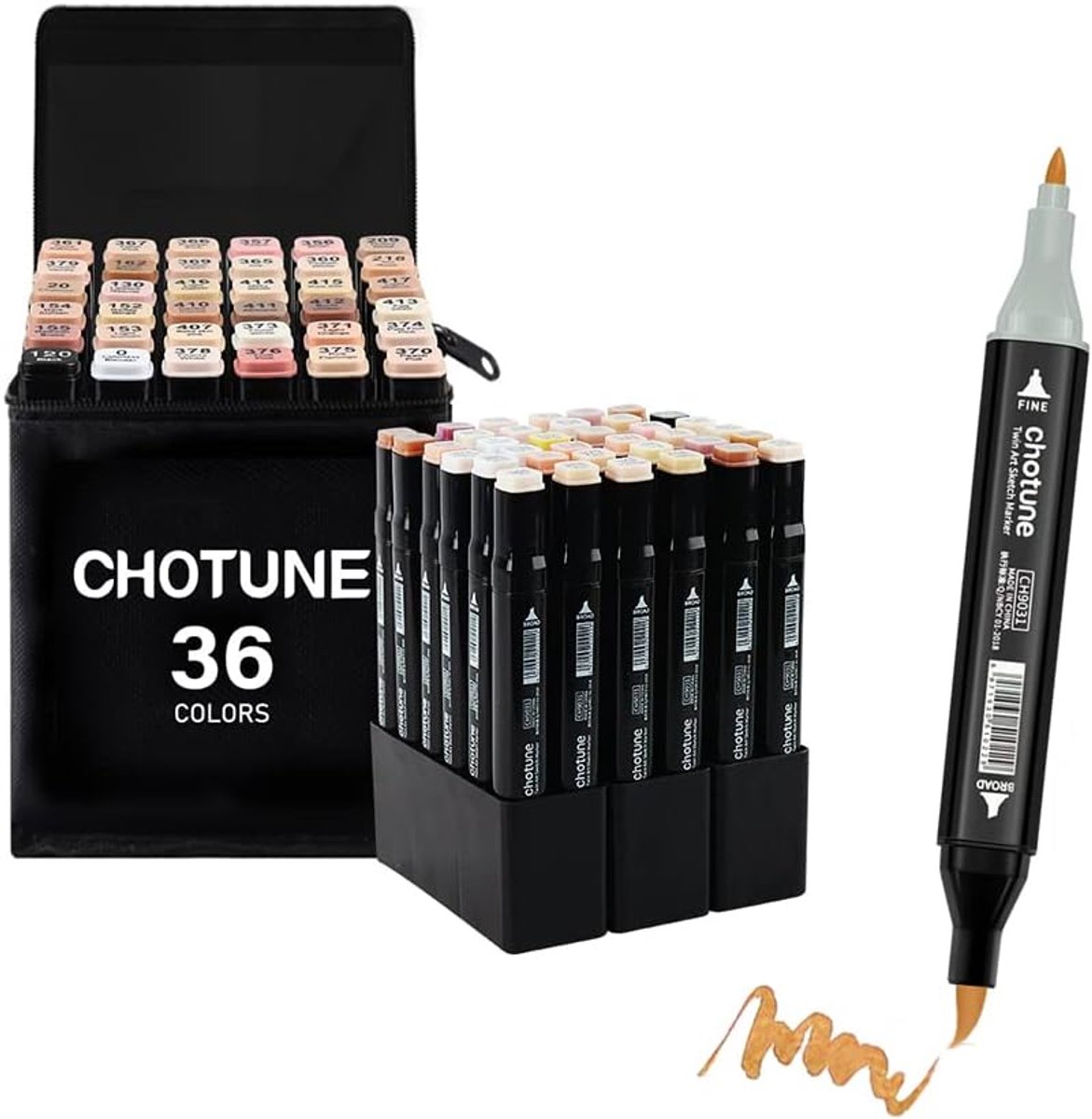 SnelShoppen - Alcohol Markers Set 168 Kleuren, Doble Dots met Fijne & Penseel Tip, Twin Tip Markers voor Manga, Anime, Calligrafie met Opbergbasis & D