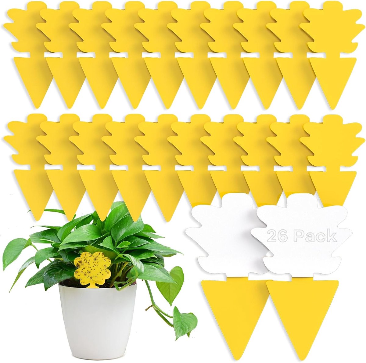 SnelShoppen - Pack van 26 Gele Stickers voor Dodenhuisvliegbestrijding, Effectieve Gele Pestbestrijdingspanelen voor Huishoudelijke Planten, Niet-Toxi
