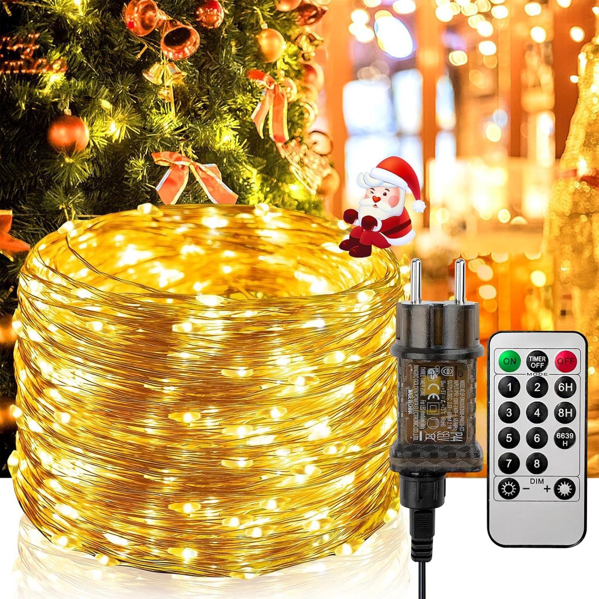 SnelShoppen - Led-lichtsnoer Koperdraad 20 m met 200 LEDs, 8 Modi, Dimbaar, Timer, Waterdicht IP65, Lichtketting voor Binnen en Buiten, Perfect voor K