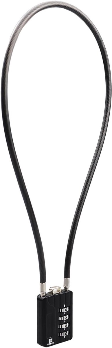 SnelShoppen - RESET -204 Combinatieslot met 4-cijferige Code en 50 cm Stalen Kabel voor Kluisjes, Koffers, Gereedschapskisten, Helmen - 5 mm Dikte, Zw