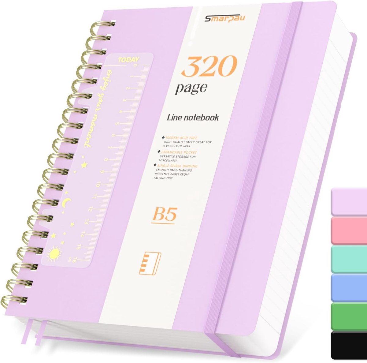 SnelShoppen - Spiral Notebook B5 Lined Journal Hardcover PVC 320 Pagina's 100gsm Dikke Papier voor Schrijven Notitieboek voor Werk, School, Kantoor, 1