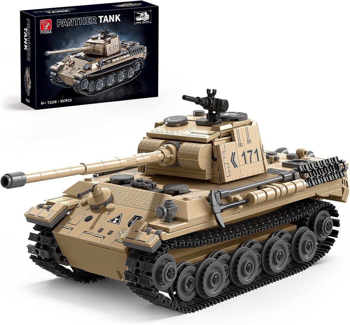 SnelShoppen - Leopard Tank Bouwset 937 Stukken Wereldoorlog 2 Army Model met Draaibare Toren, Anti-Luchtgeschut en Rijdende Rupsbanden - Collectible S