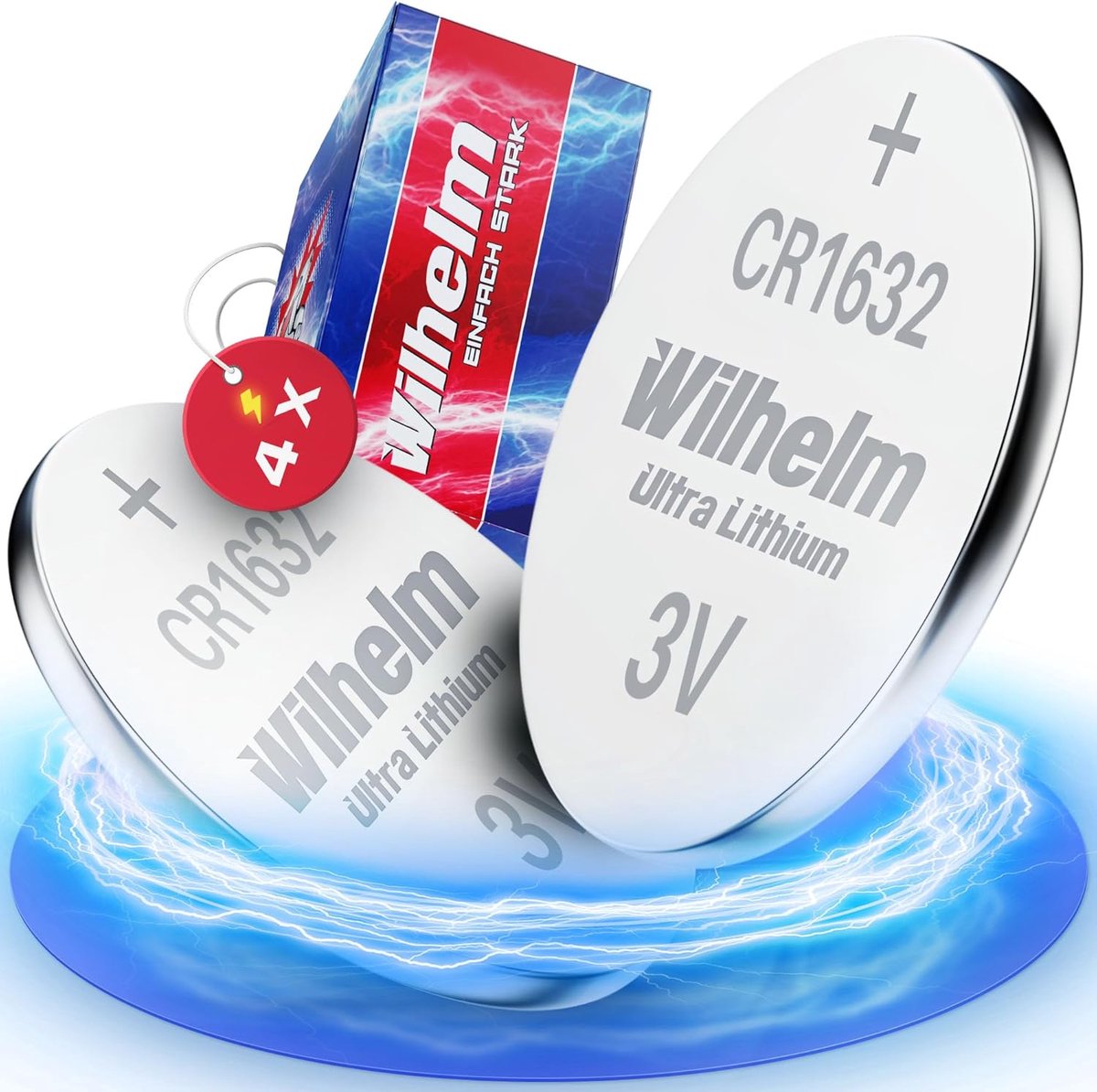 SnelShoppen - 4 x CR1632 Lithium Knopcell 3V Batterij - DL1632, ECR1632 - Ø16mm, 140mAh - Betrouwbaar voor Fotografie, Thermometers, eBooks