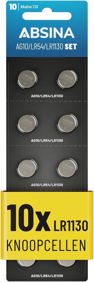 SnelShoppen - 10x AG10 LR1130 Knopfzellen 1.5V Alkaline Batterijen - Lekvrij & Lange Houdbaarheid - Ideaal voor Klok, Thermometer, Speelgoed, Sleutel,