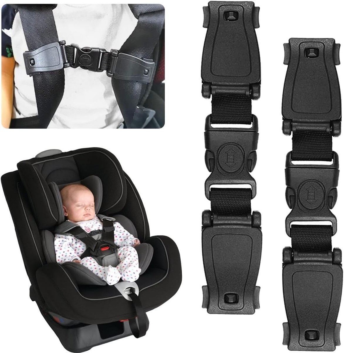 SnelShoppen - Anti-gespbescherming voor Kinderzitje - 2 Stuks Riembeveiliging voor Autostoelen en Fietsstoelen - Borstriem Clip voor Kinderveiligheid
