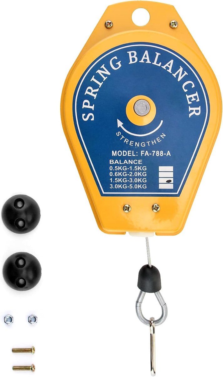 SnelShoppen - QWORK Spring Balancer - Sterke Loodcapaciteit 1.5-3 kg - Duurzaam Staal en IJzer - Voor Montage Lijn - Torsie Aanpassing en Veiligheidsm
