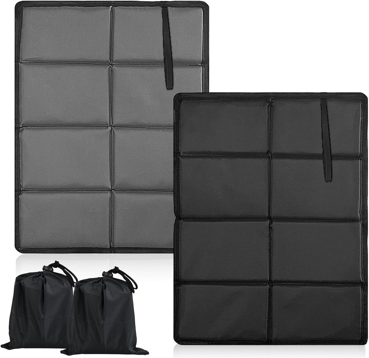 Thijox - 2 stuks waterdichte opvouwbare outdoor kussen, 39 x 29 cm, lichtgewicht zitkussen met 2 opbergvakken voor camping, picknick en bergbeklimmen,