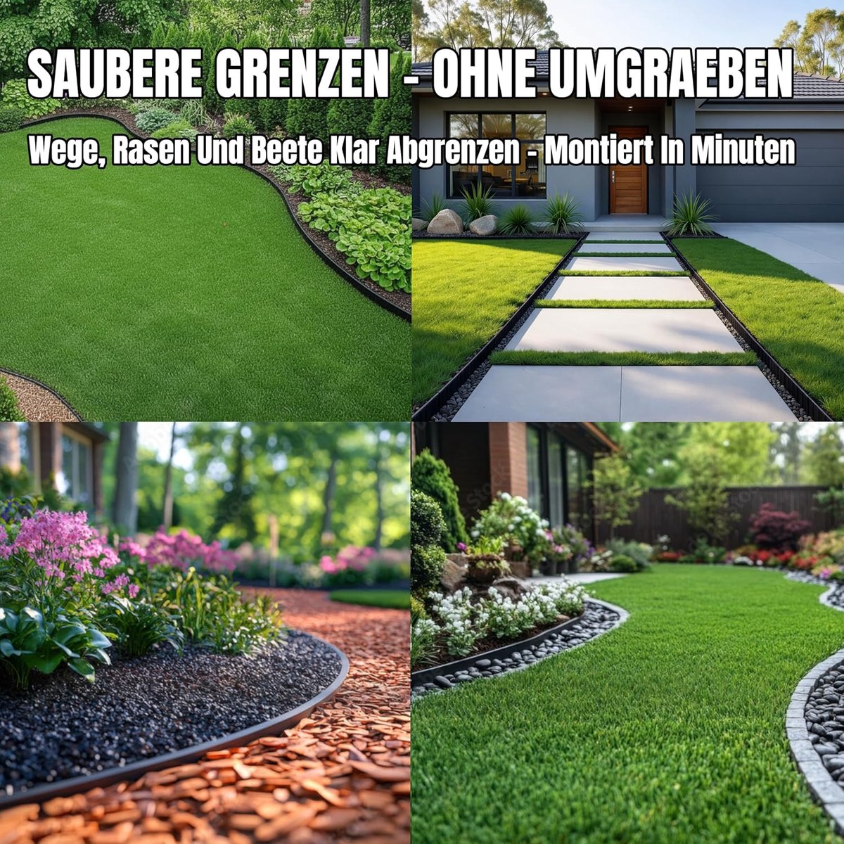 SnelShoppen - Plastic Tuinrand, Flexibel en Stabiliteit, 15m Inconspicuus Design, Gerecycled Plastic, Ideaal voor Tuin en Landschapsarchitectuur