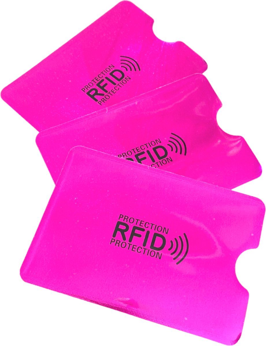 *** 5x RFID Beschermhoesjes - RFID Kaarthouders - NFC-blokkering - Anti-Skimming - Roze - 9.2*6.2cm - van Heble® ***