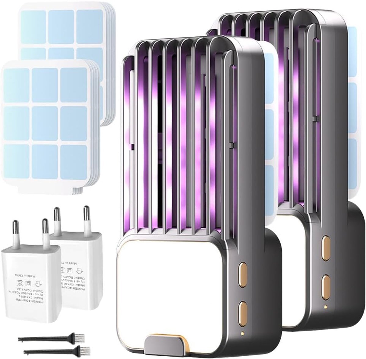 Thijox - Elektrische Insectenbestrijding - 2 Stuks Muggenlampen met LED-Licht, Muggenval, USB Oplaadbaar, Vliegenvanger voor Keuken, Buiten, Camping,