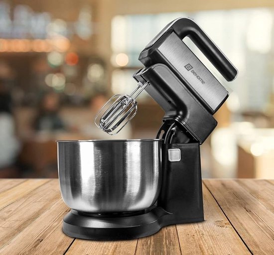 Handmixer met Kom - 300W Keukenmixer - 5 Snelheden + Turbo - RVS Draaikom 3L - Zwart — afbeelding 2