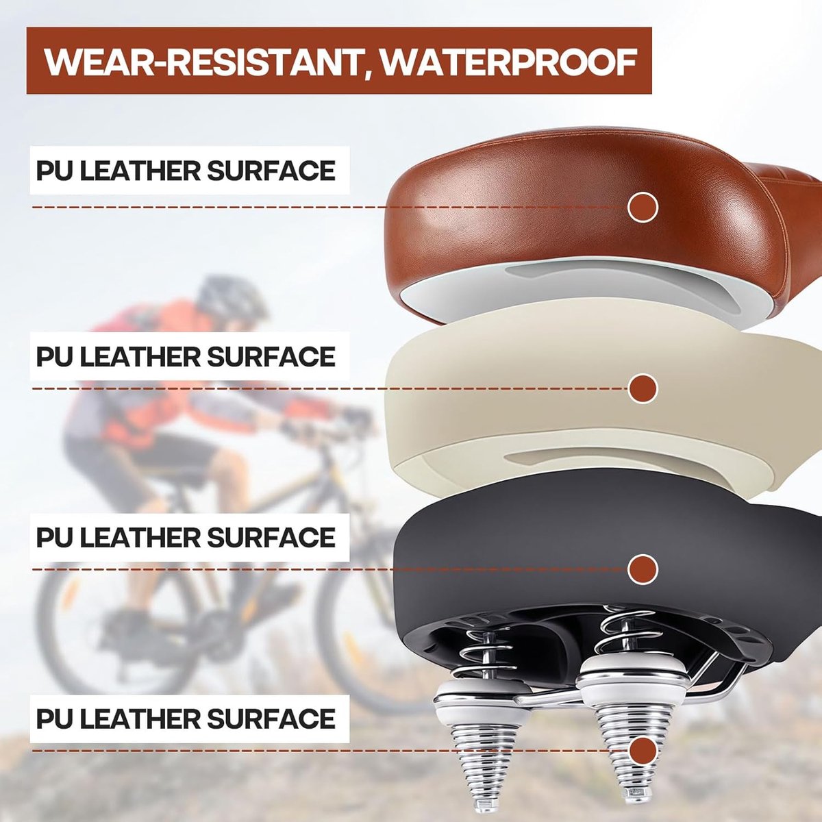 SnelShoppen - Comfortabele Fietszadel, Ergonomisch Zadel voor Mannen en Vrouwen, Breed Waterdicht Schokabsorberend voor Stadfiets, Mountainbike, E-Bik