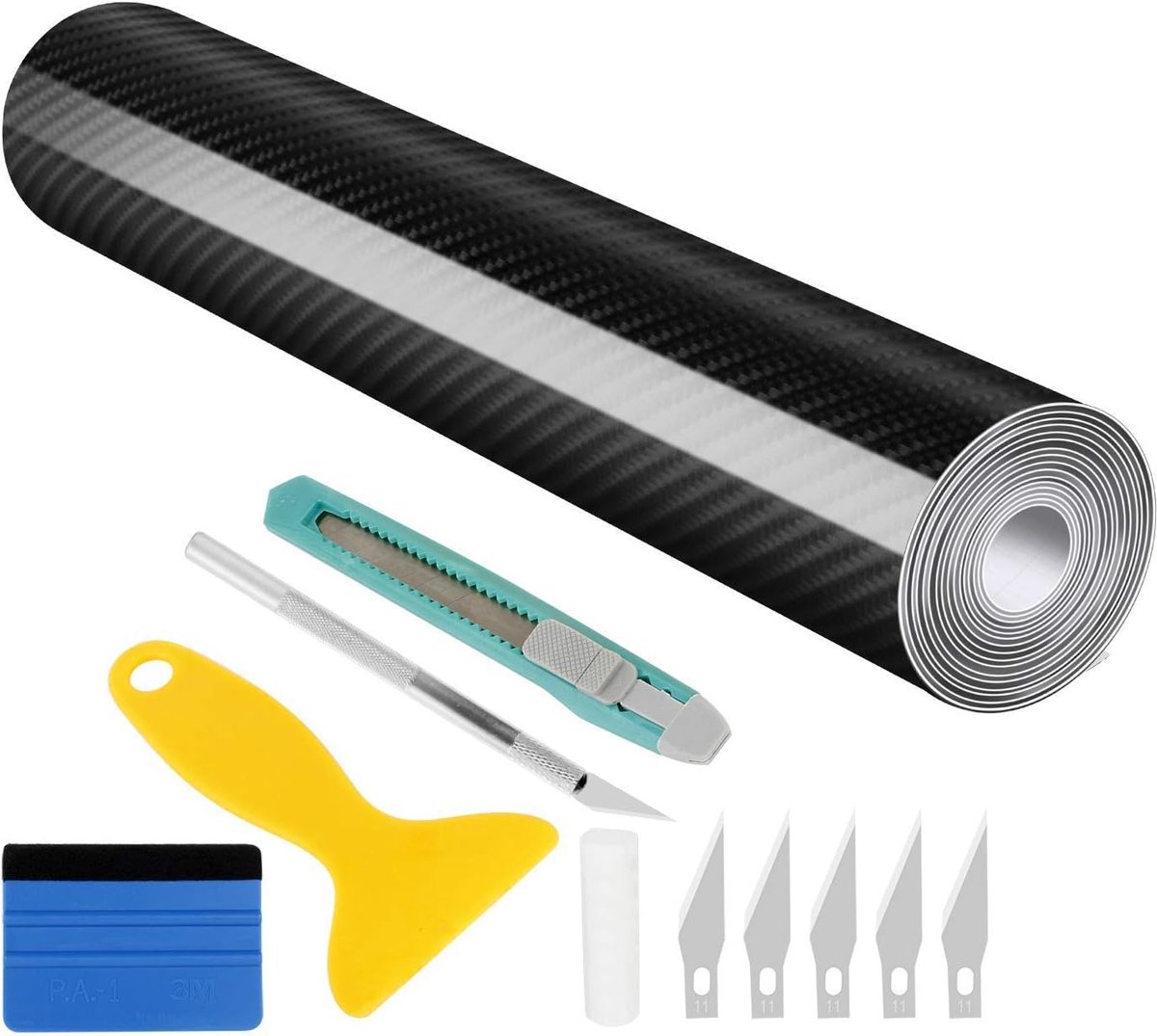SnelShoppen - 6D Carbon Film, Hoogglans Car Wrap Vinyl, Flexibel 0.15mm Zwart, 30x300cm, Ideaal voor Auto Styling en Bescherming