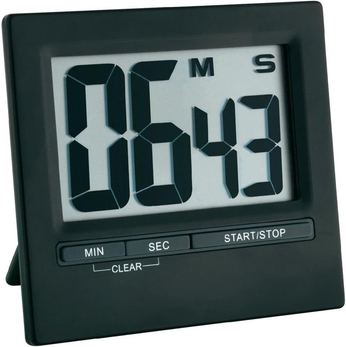 SnelShoppen - Digitale Timer en Stopwatch - 99 Minuten 59 Seconden - Met Magnet en Stand - Aluminium Zwart - Voor Keuken, Sport en Leren