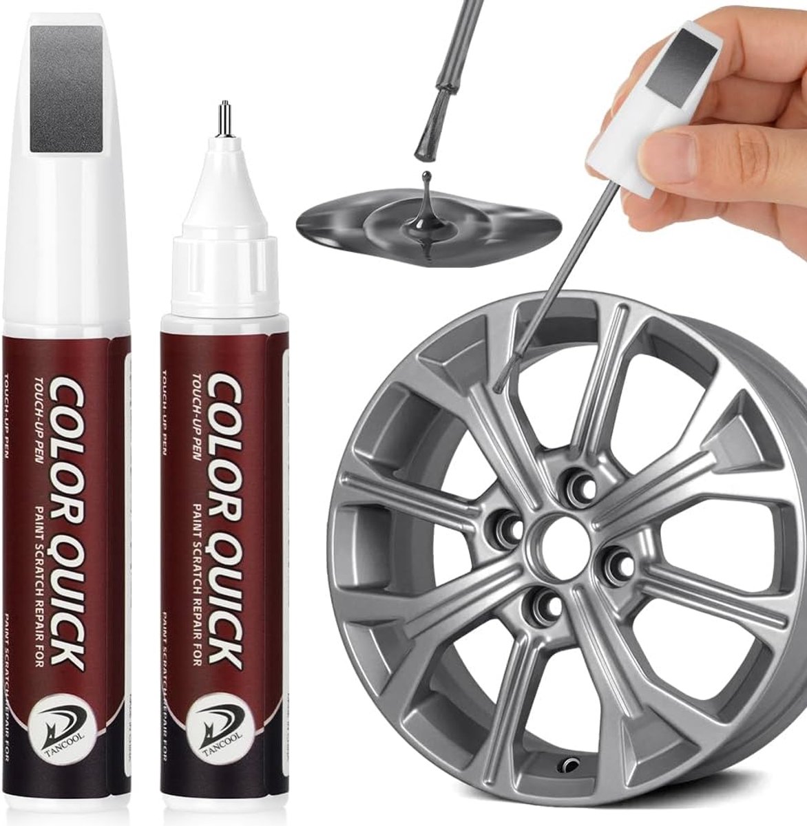 SnelShoppen - 2-in-1 Lak Reparatie voor Velgen, Krassen Bescherming, Roestpreventie, Geschikt voor Auto, Vrachtwagen, Motor, Fiets, Motorboot, 12 ml,