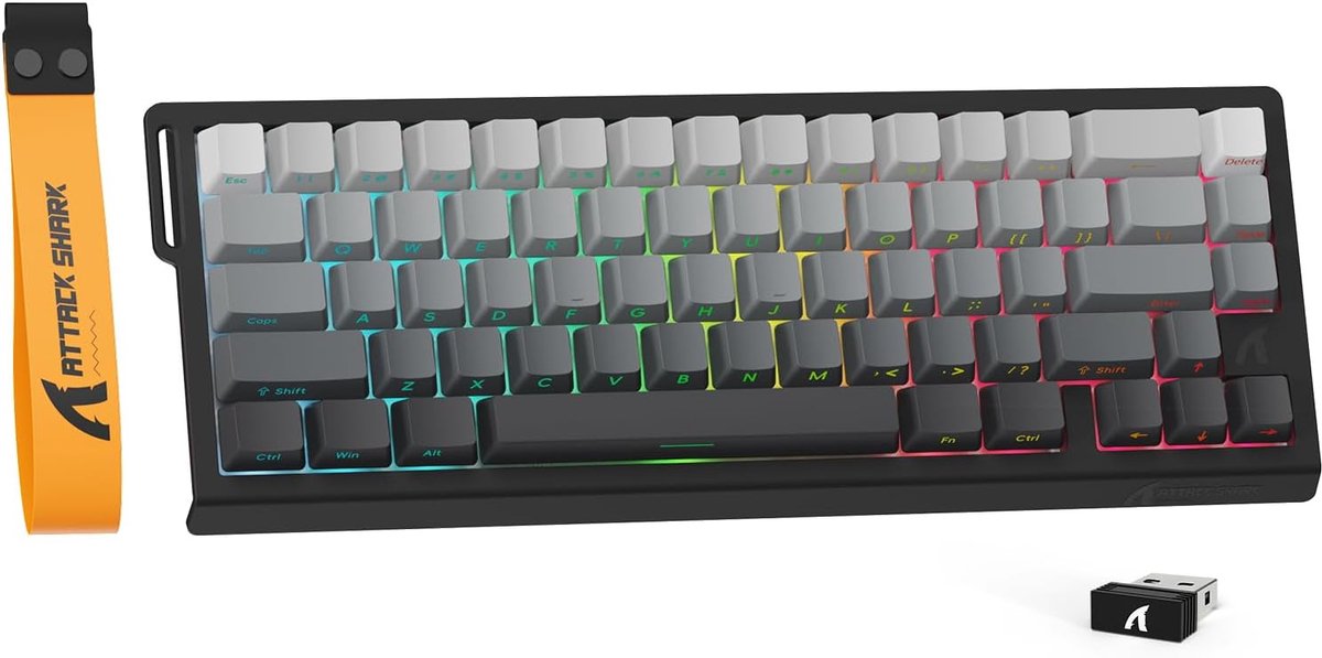 SnelShoppen - Draadloos Gaming Toetsenbord RGB 65% met 8KHz Rapid Trigger, Magnetische Switch 0.01mm RT, Bluetooth/2.4G/Wired, 5000mAh, Zwart Gradient