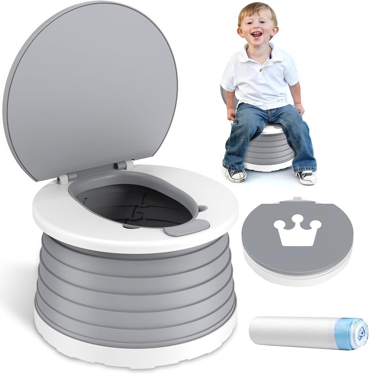 SnelShoppen - Opvouwbaar Draagbaar Reispotje voor Kinderen - Babypotje en Kindertoilet voor Reizen, Auto en Camping - Lichtgewicht Toilettrainingstoel