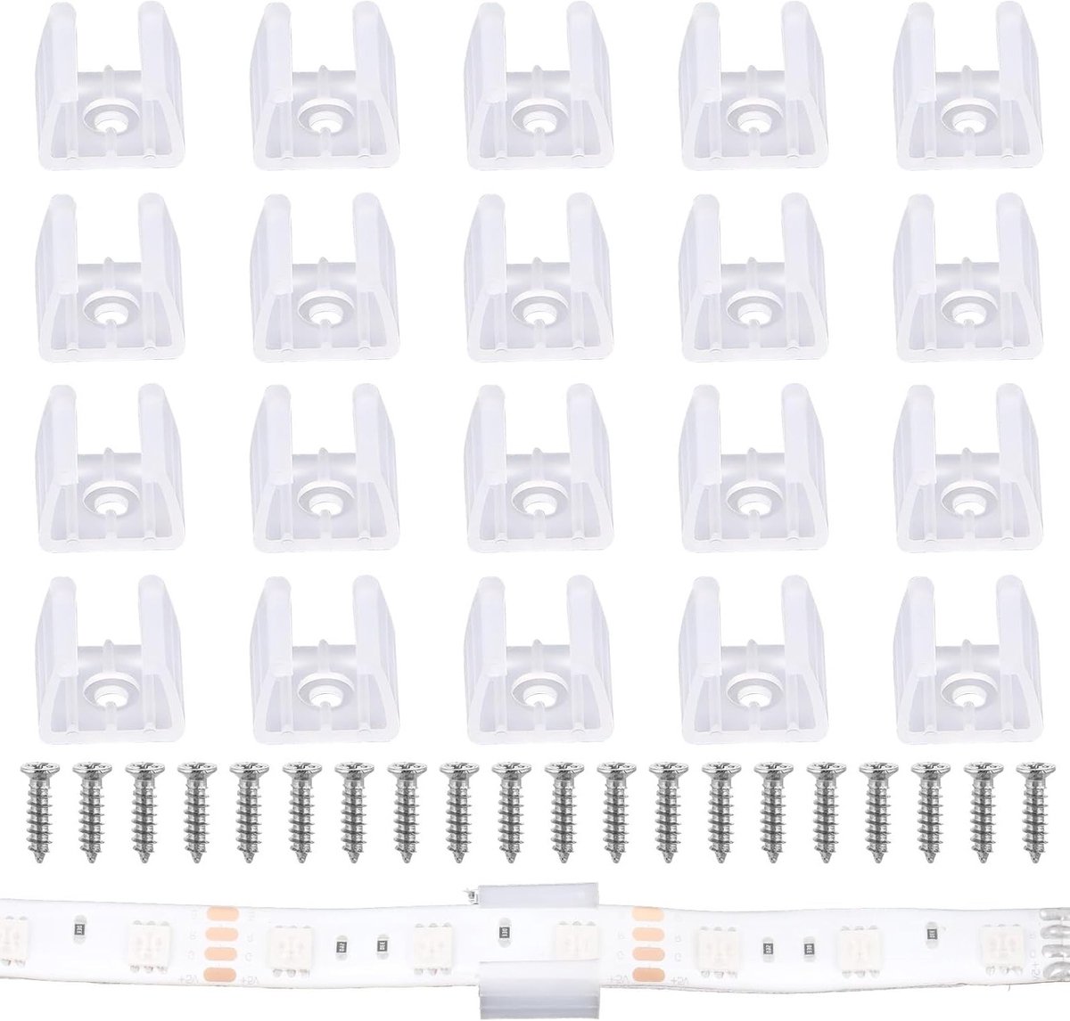 Waterdichte LED Lichtstrips Neon Bevestigingsclips voor 10 mm tot 12 mm Strips met Schroeven - Translucent en Duurzaam