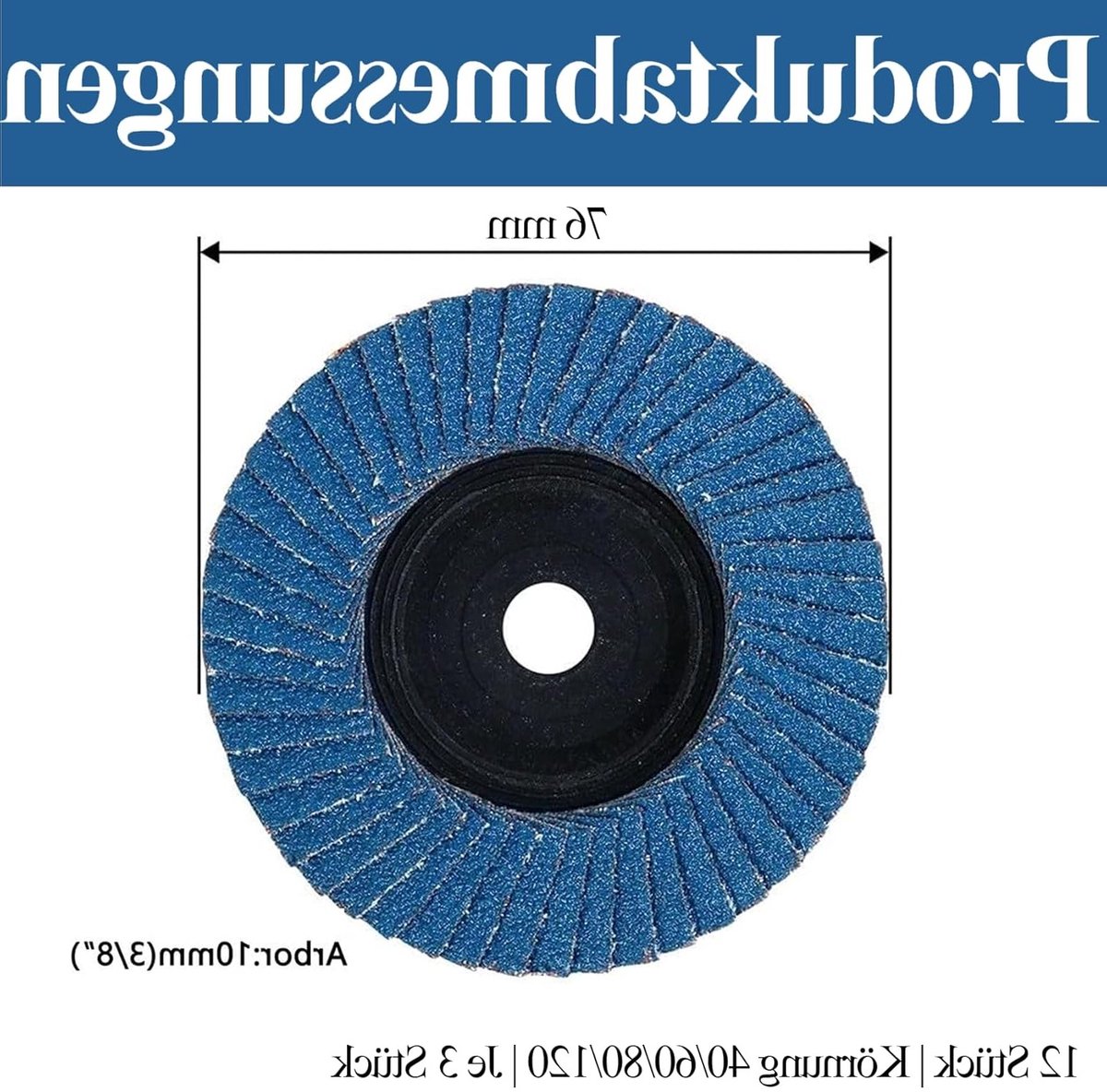Set van 12 Impeller Schijven en Slijpschijven - Diameter 76 mm x 10 mm, Grit 40/60/80/120, Perfect voor Schuren en Lamineren