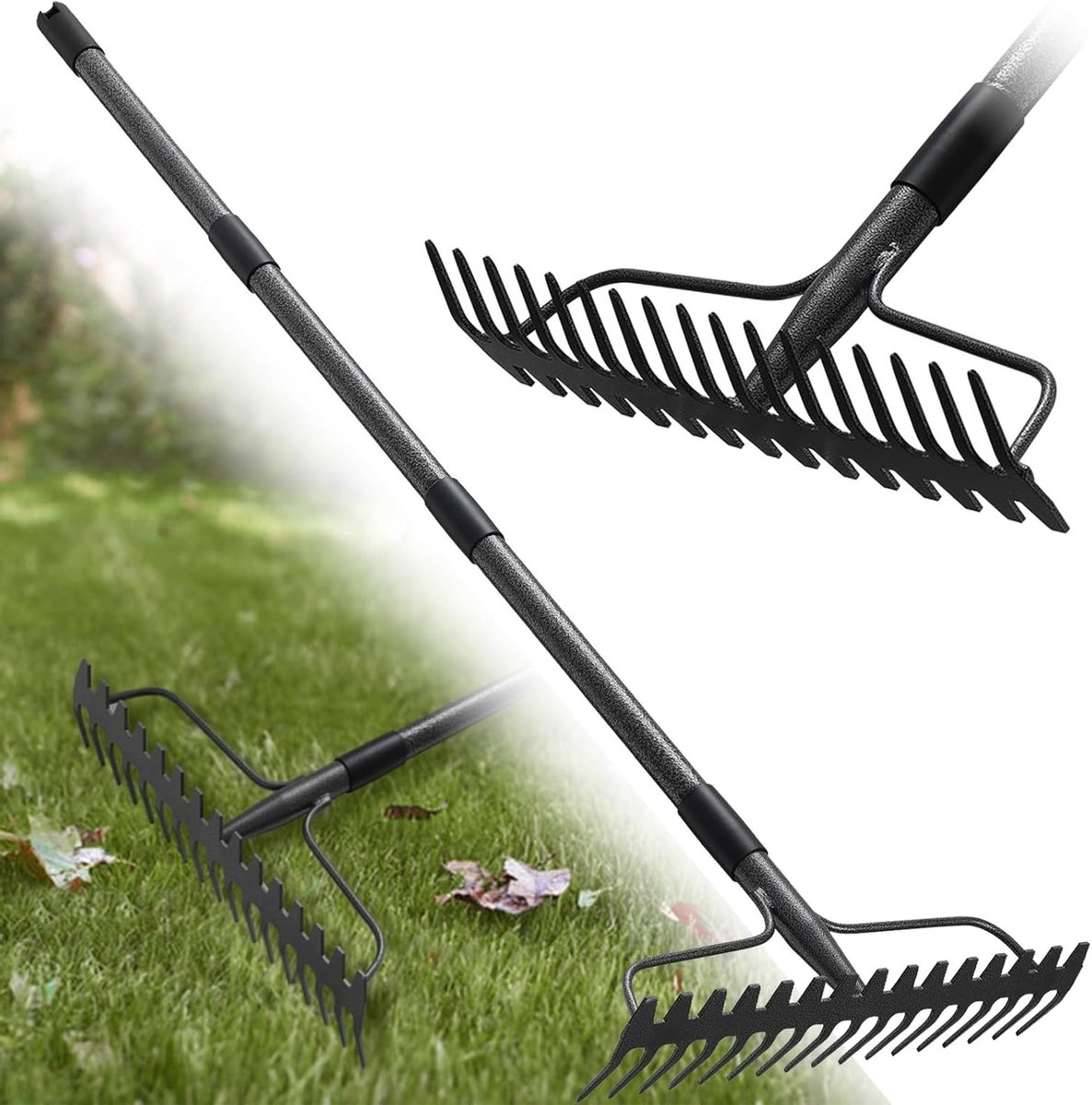Hark voor de tuin met 17 tanden en een handvat van 150 cm - Tuinwerk, Harken, Tuingereedschap