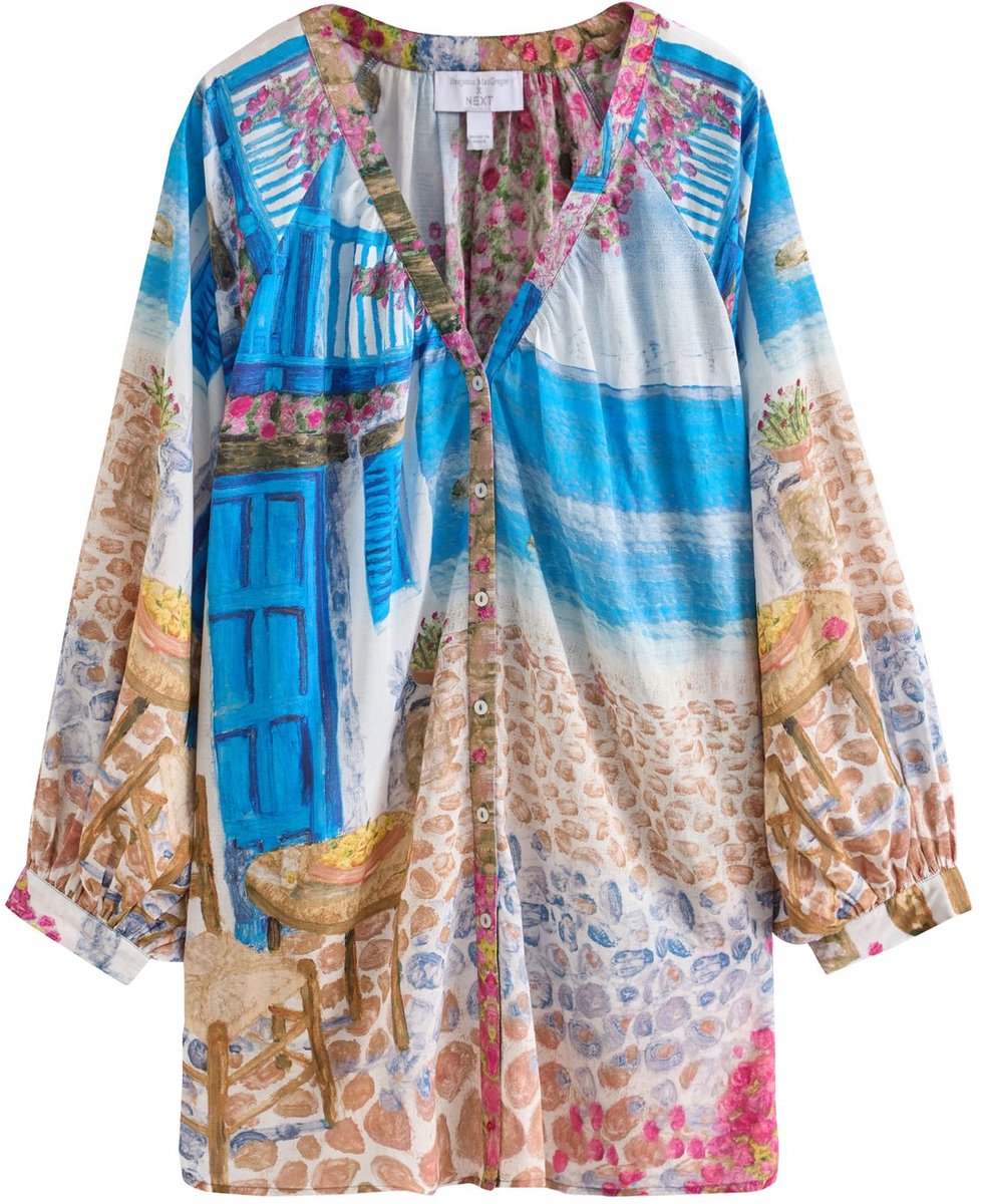 Next - Dames - Ruimvallend strandshirt - Blauw