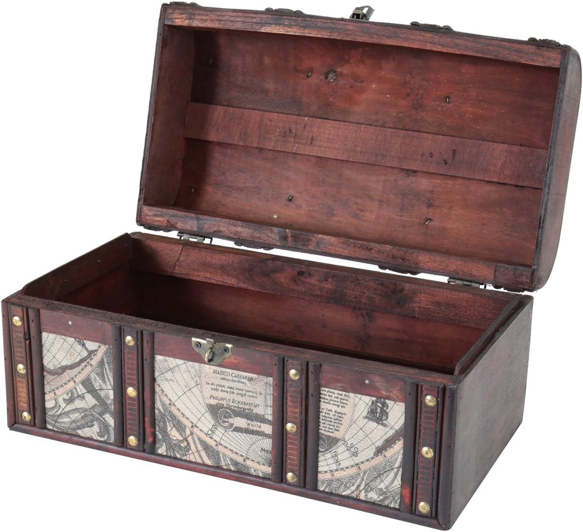SnelShoppen - Grote Houten Schatkist met Decoratieve Slot voor Kinderfeest | 38 x 20 x 19 cm | Vintage Look | Perfect voor Sieraden, Speelgoed en Geld