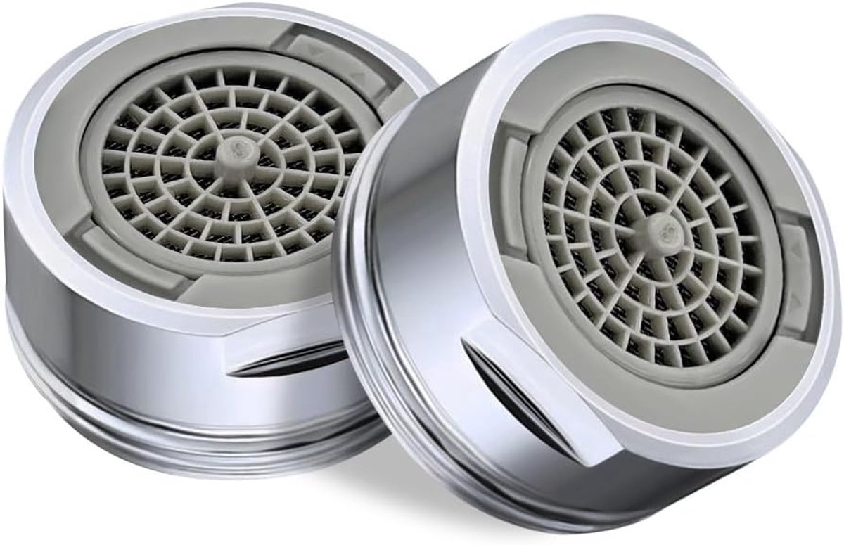 SnelShoppen - 2 x Jet Regulator M24 Messing Kraan met Verstelbare Wateruitlaat, Afneembaar Reinigingsfilter, 2 Waterstanden voor Keuken en Badkamer