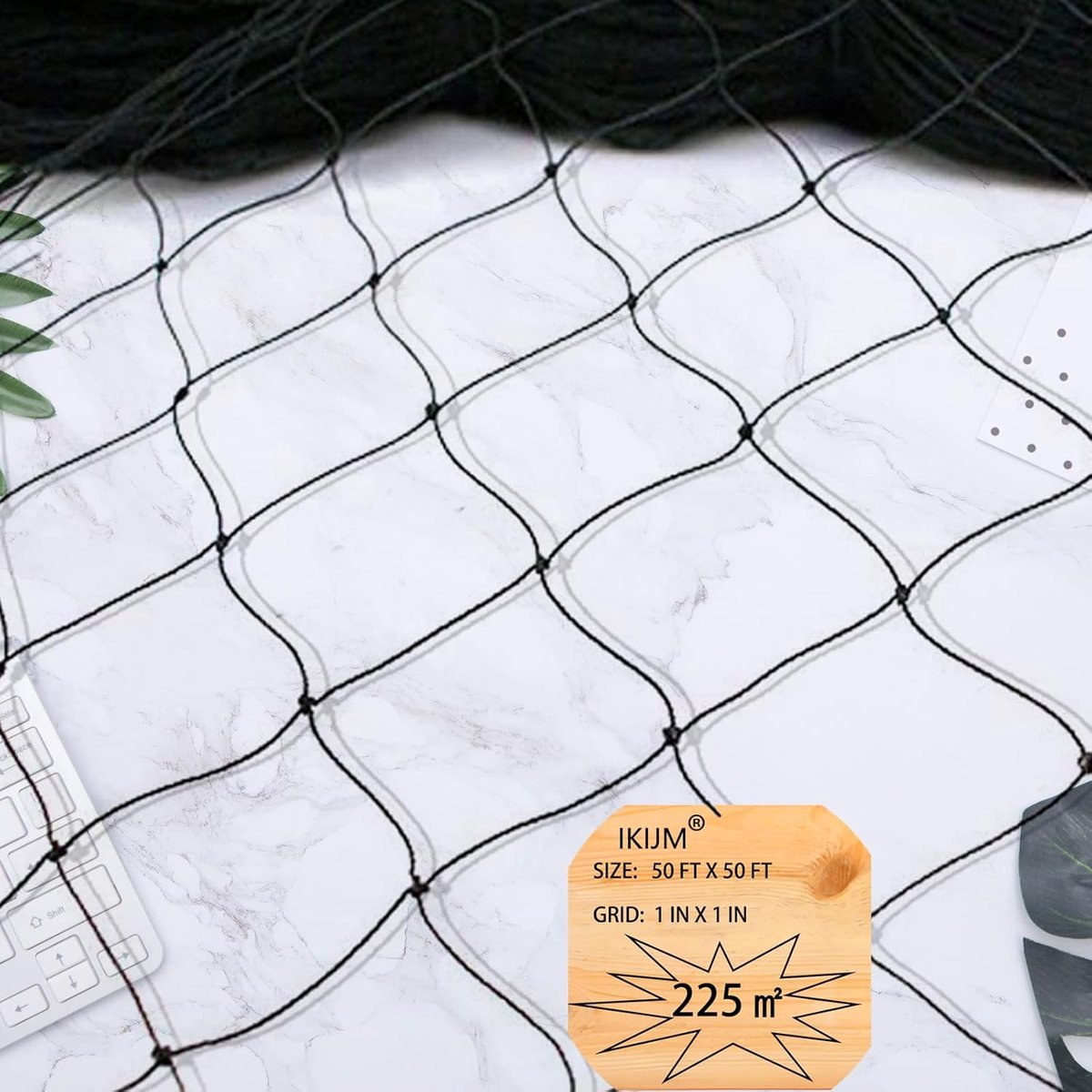 SnelShoppen - Vogelbeschermnet Vijvernet Fijnmazig Zwart Voor Planten - 15 x 15 m - Duurzaam Nylon Mesh - 2.5 x 2.5 cm - Perfect Voor Tuin, Fruitbomen