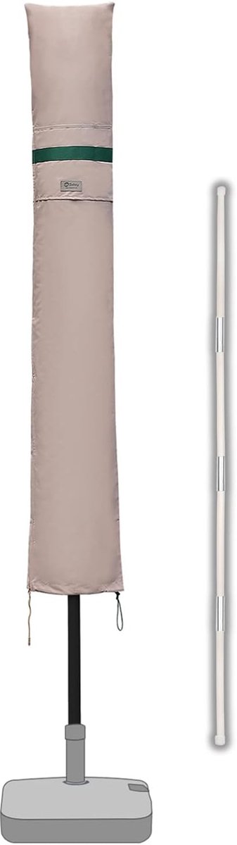 SnelShoppen - Parasol Beschermhoes met Stang voor Diameter 200 cm - Waterdichte Polyester Tuin Parasolhoes met Ventilatieopeningen - Khaki voor Balkon