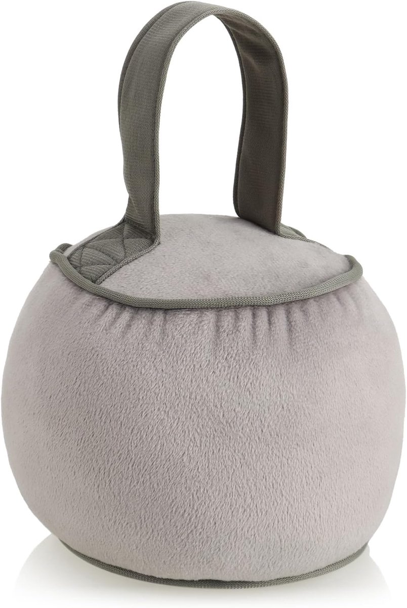 SnelShoppen - Deurstopper met Handvat - Extra Zwaar 1.8 kg - Versterkte Naden - Ronde Zachte Stopper voor Raam en Deur (Rond-Taupe)