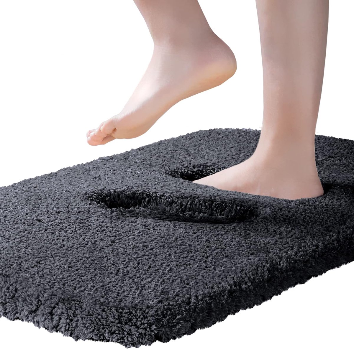 SnelShoppen - Ultra Dikke Badkamer Tapijt Mat Super Zacht Antislip Badmat Absorberend Microvezel Badkleed voor Badkamer Vloer Sink Mat (61x76cm, Zwart