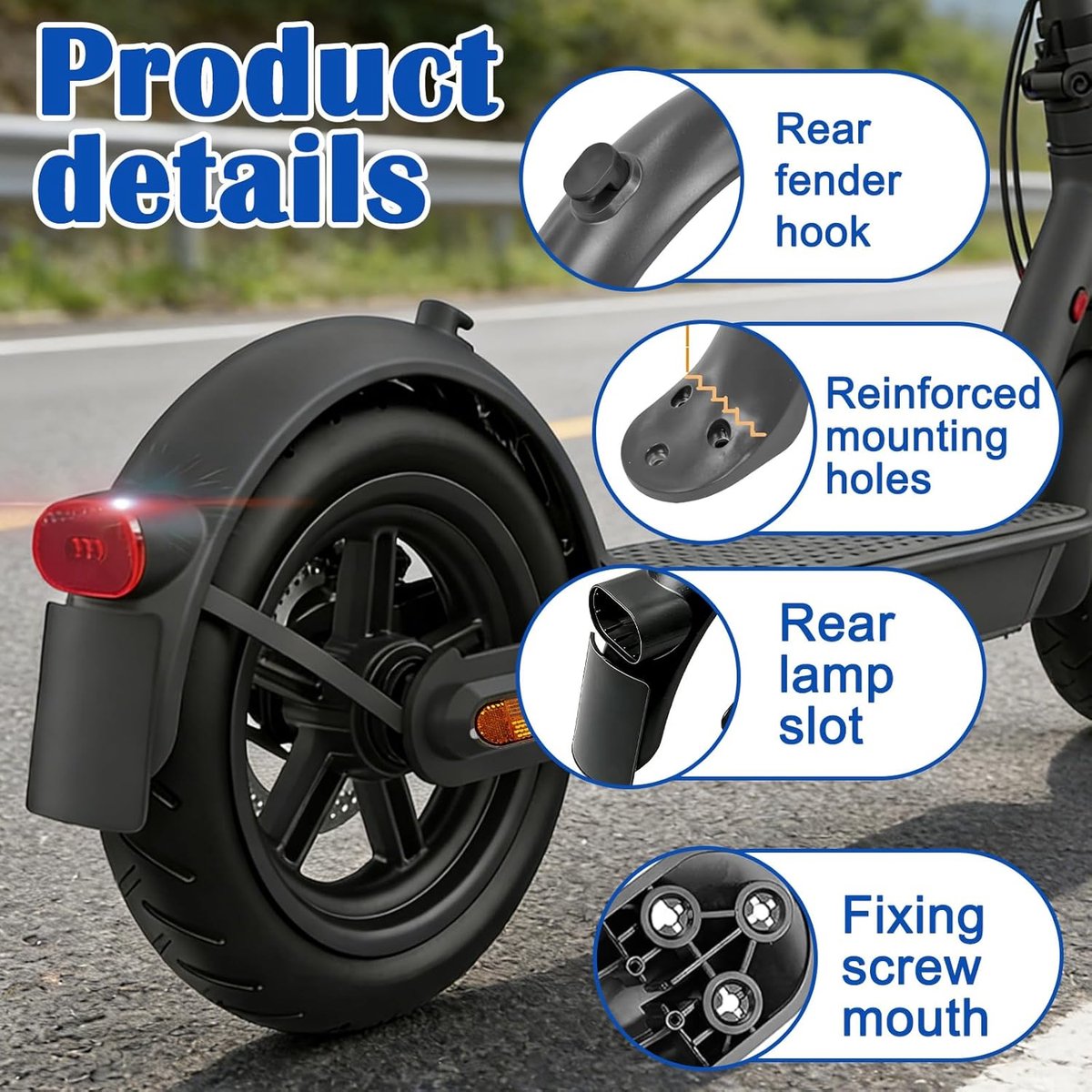 SnelShoppen - Premium Fender Set voor E-Scooter Mudguards - Waterdichte Vervangingsonderdelen voor Xiaomi M365 1S Pro Pro 2 Mi3 - Shockproof, Weerbest